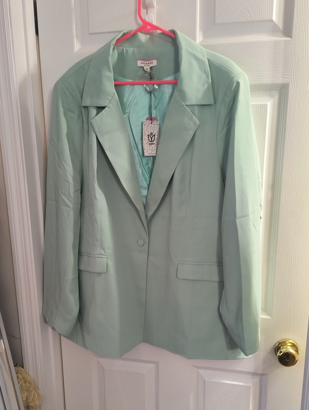 Andree Pastel Mint Women's Single-Button Blazer NEW